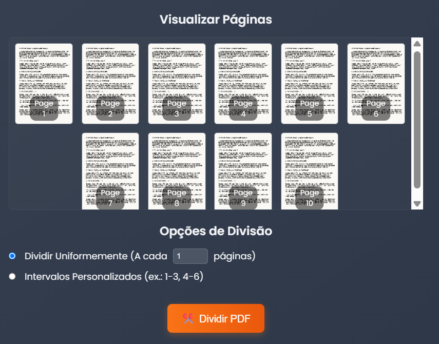 Ferramenta grátis para separar PDF online com JuntarPDF.cc